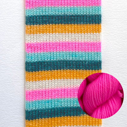 Kit de laine à chaussettes Le Bruit des Aiguilles, coloris My Favorite Bikini / mini Rose Fluo