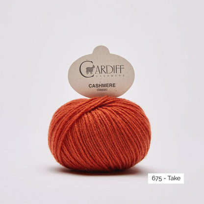 Pelote de cachemire Classic de Cardiff Cashmere coloris 675Take (orange feu)