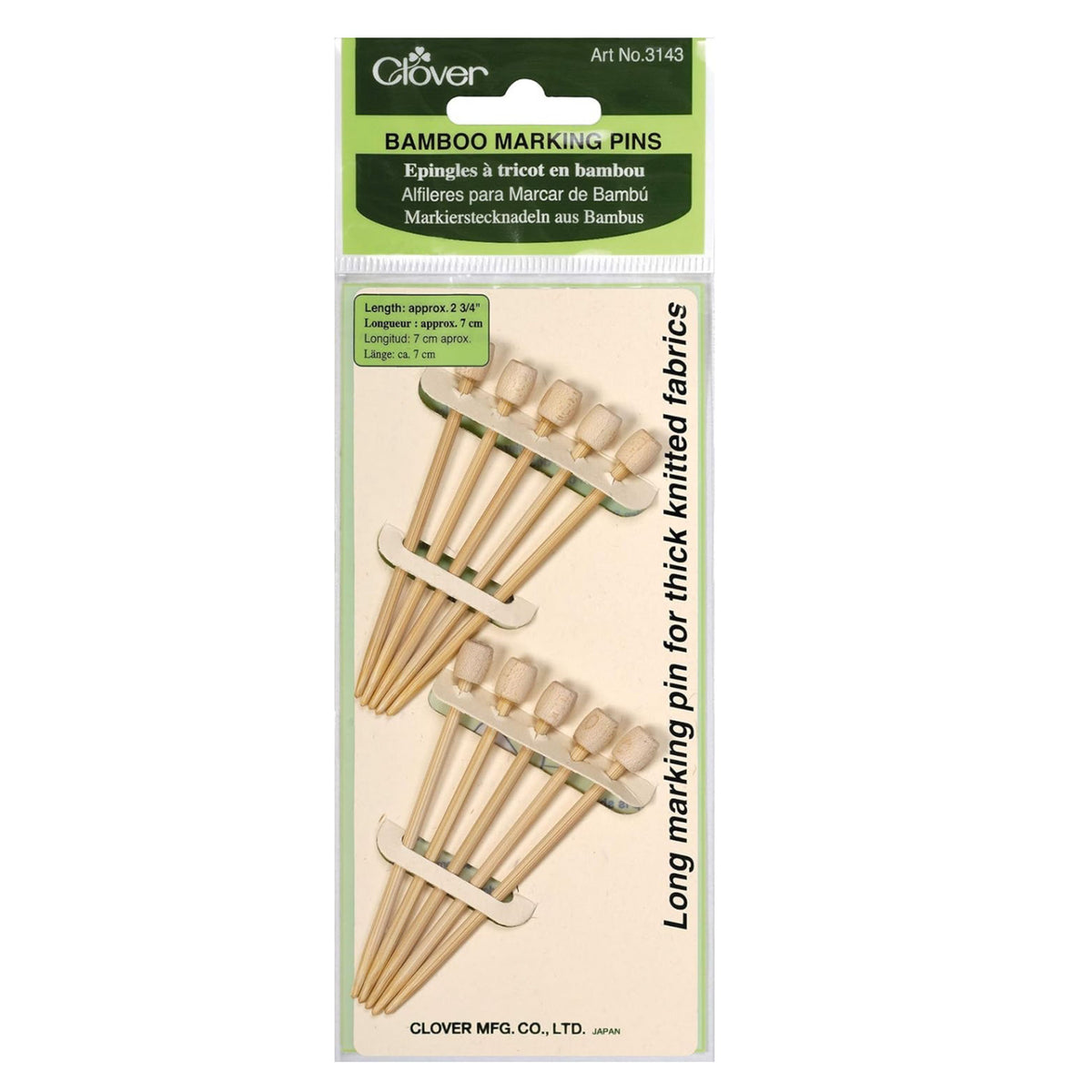 Lot de 10 grosses épingles en bambou de la marque Clover pour assembler les parties tricotées ou crochetées avant couture (référence 3143)