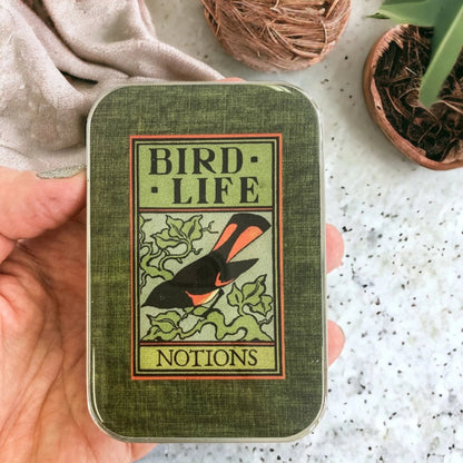 Boîte de rangement métallique Firefly Notes, modèle Bird Life, taille Large