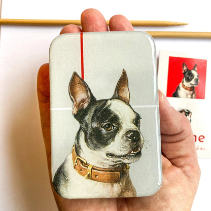 Boîte de rangement métallique Firefly Notes, modèle Boston Terrier, taille Large