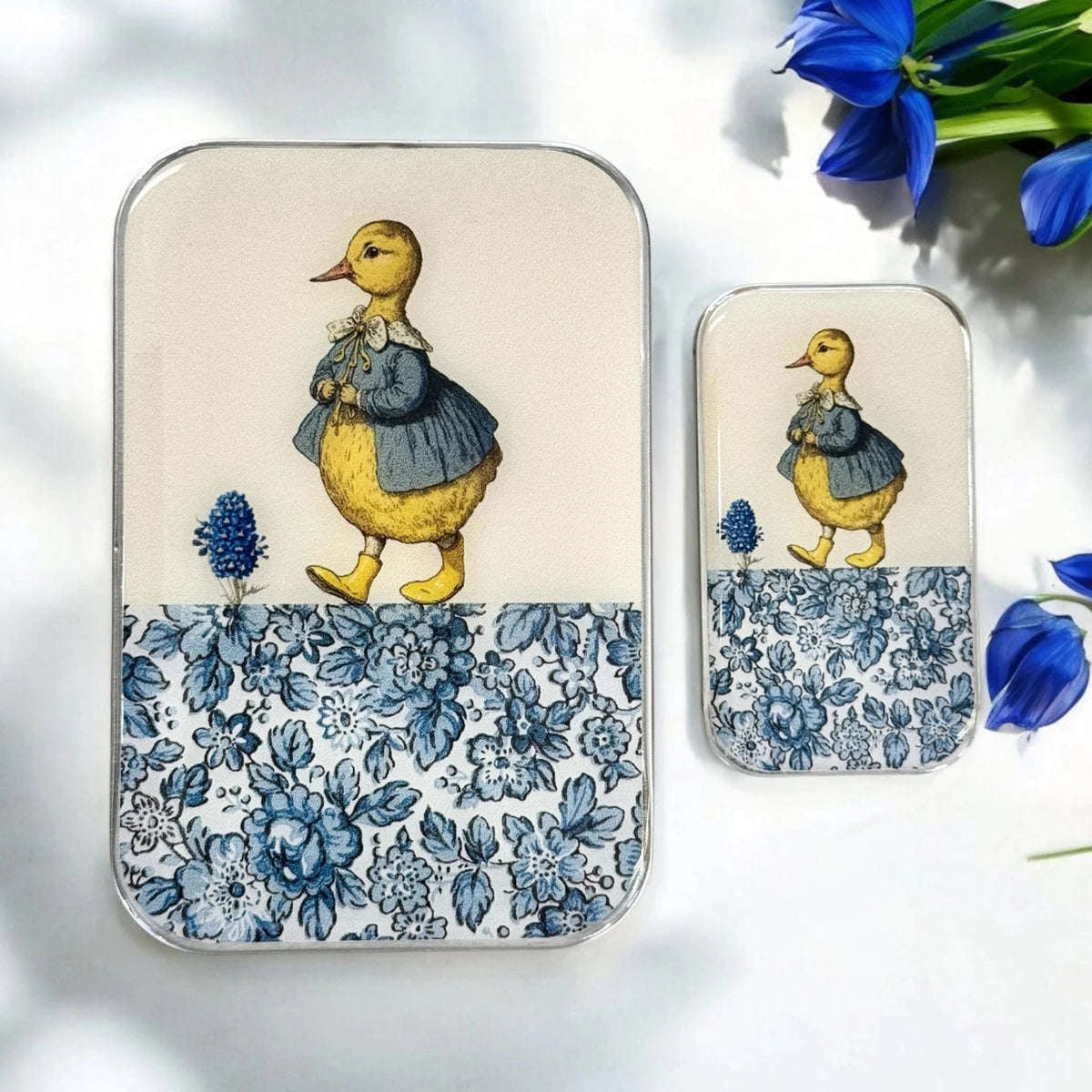 Boîte de rangement Firefly Notes, modèle Duck Flowers, taille Large (gauche) et Small (droite)