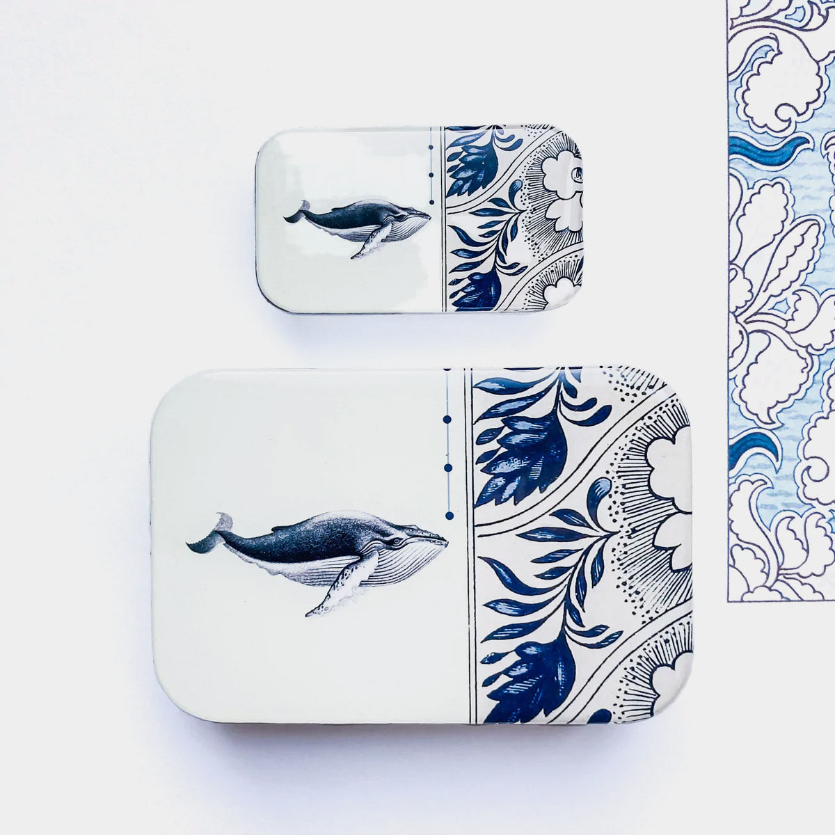 Boîte de rangement Firefly Notes, modèle Whale, taille Small (haut) et Large (bas)