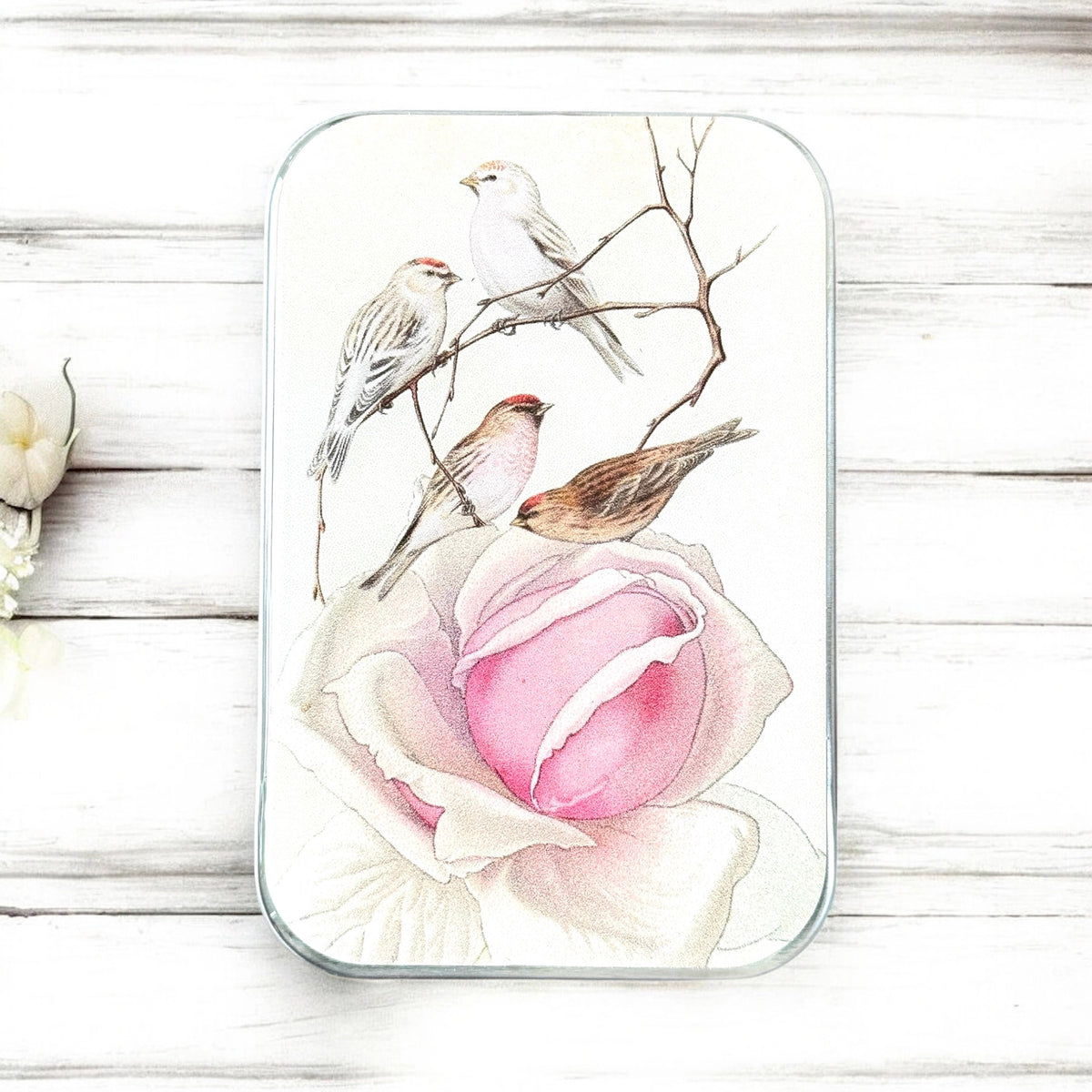 Boîte de rangement Firefly Notes, modèle Rose and Birds (Large)