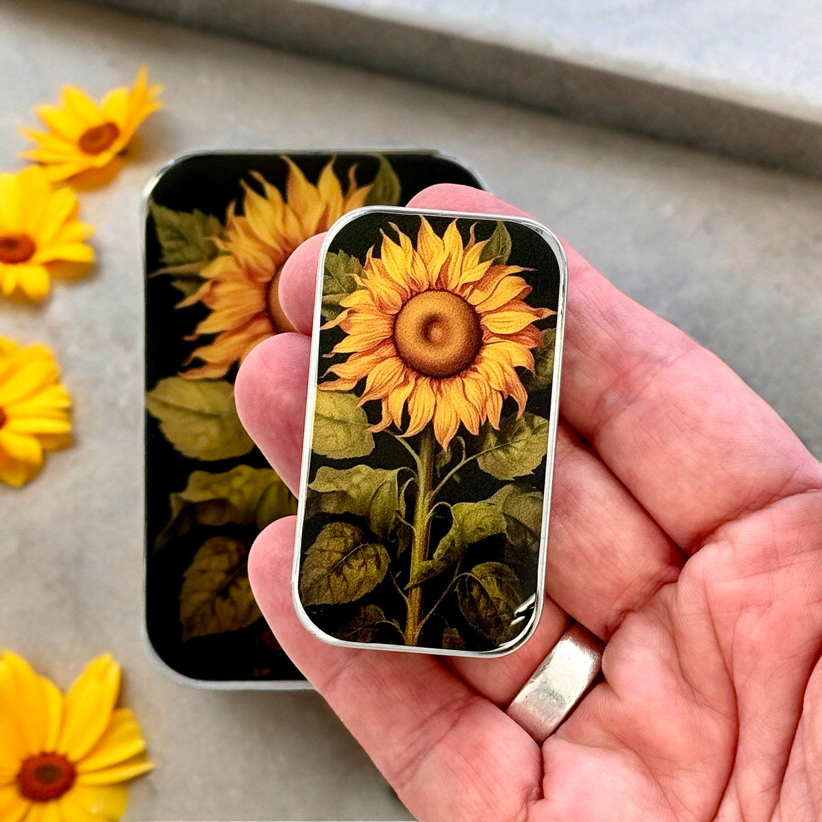 Boîte de rangement Firefly Notes, modèle Sunflower, taille Small
