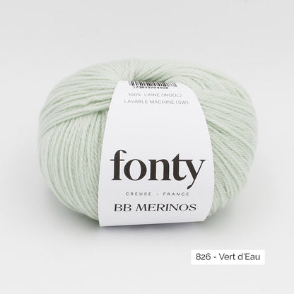 Pelote de BB Mérinos de Fonty, coloris 826 Vert d'Eau
