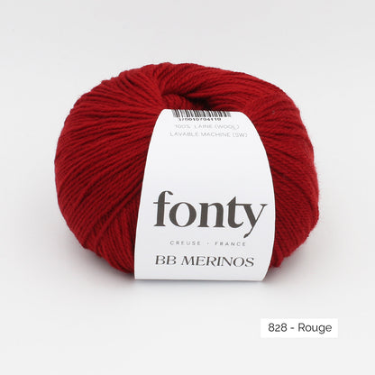 Pelote de BB Mérinos de Fonty, coloris 828 Rouge