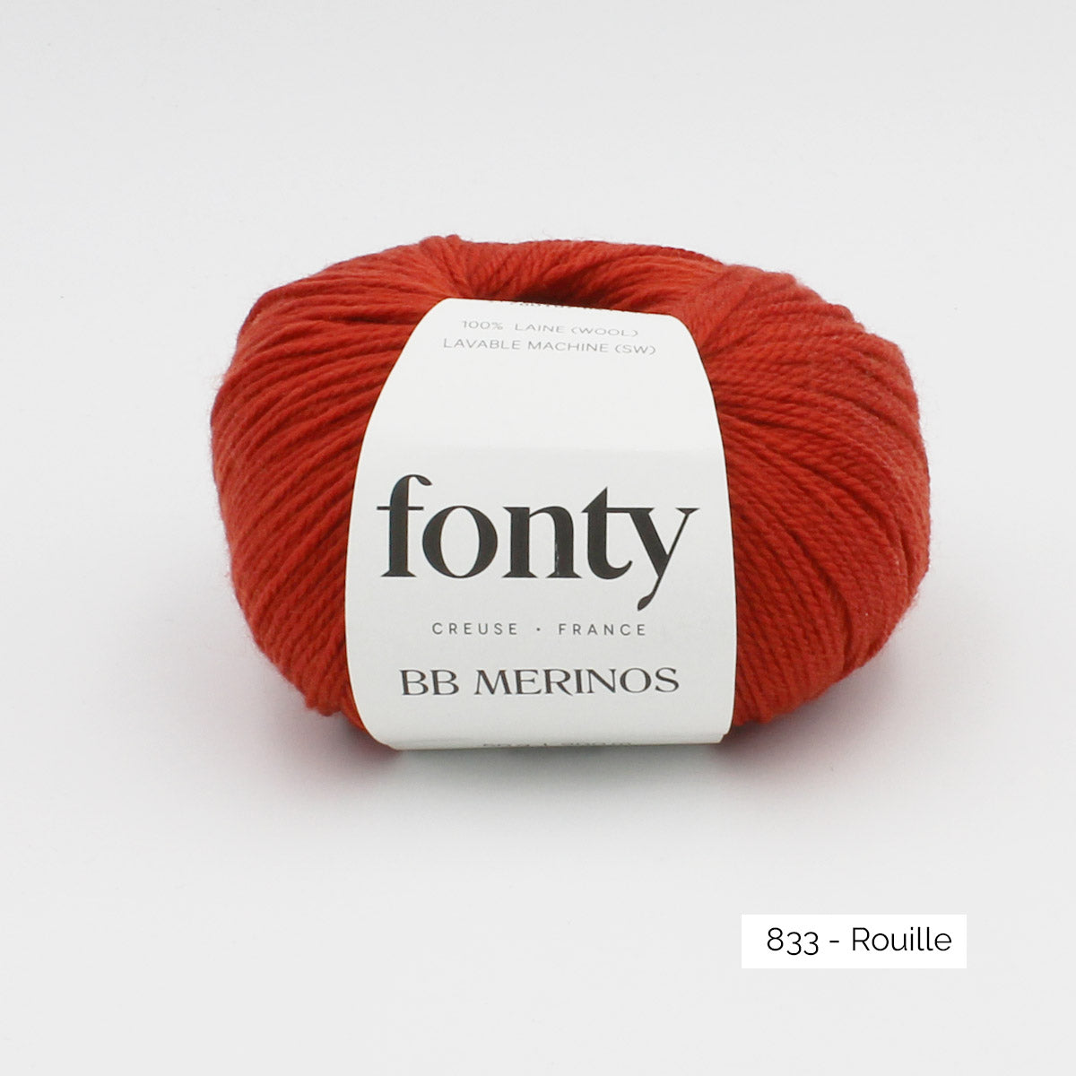 Pelote de BB Mérinos de Fonty, coloris 833 Rouille
