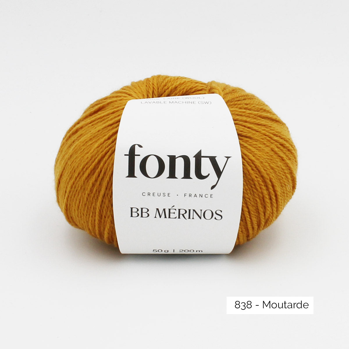 Pelote de BB Mérinos de Fonty, coloris 838 Moutarde
