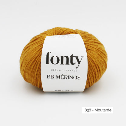 Pelote de BB Mérinos de Fonty, coloris 838 Moutarde