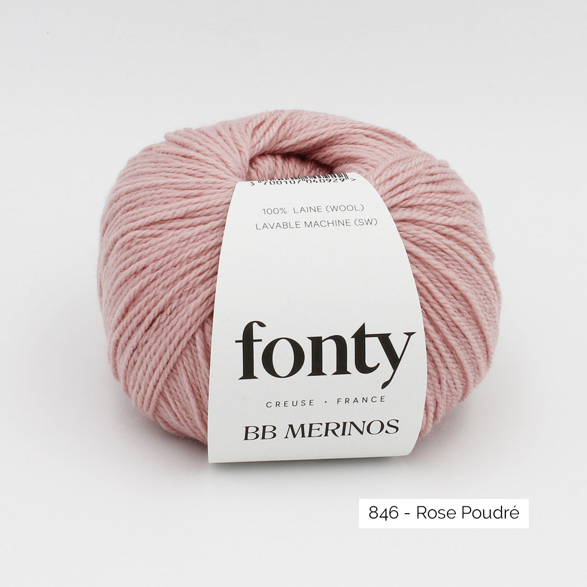 Pelote de BB Mérinos de Fonty, coloris 846 Rose Poudré