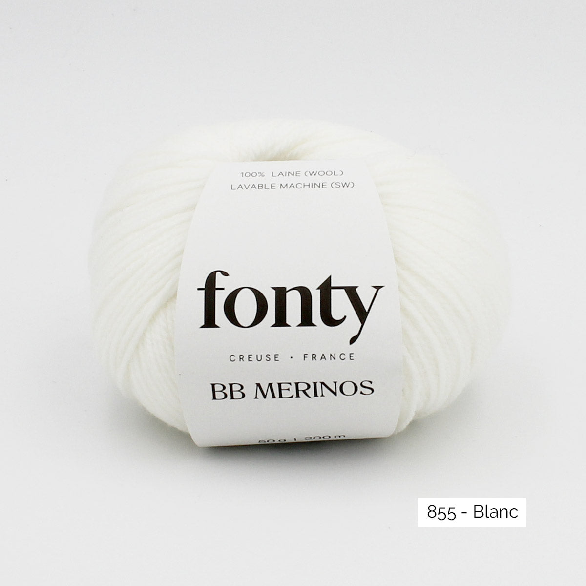 Pelote de BB Mérinos de Fonty, coloris 855 Blanc
