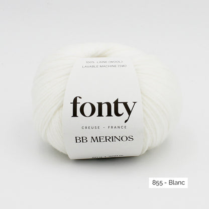 Pelote de BB Mérinos de Fonty, coloris 855 Blanc