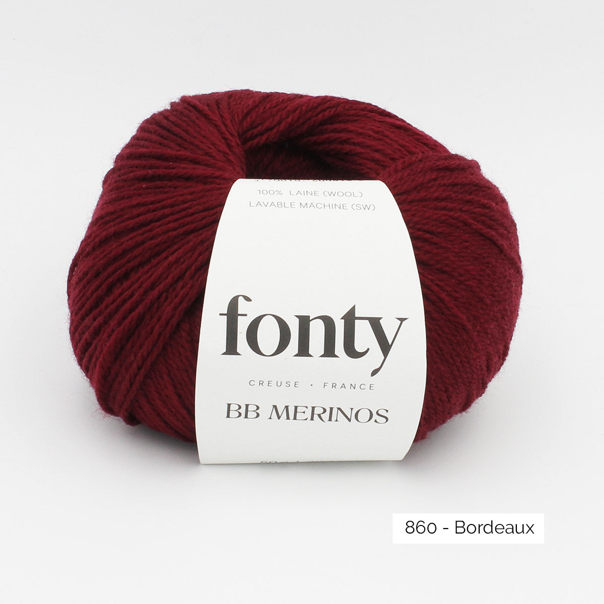 Pelote de BB Mérinos de Fonty, coloris 860 Bordeaux