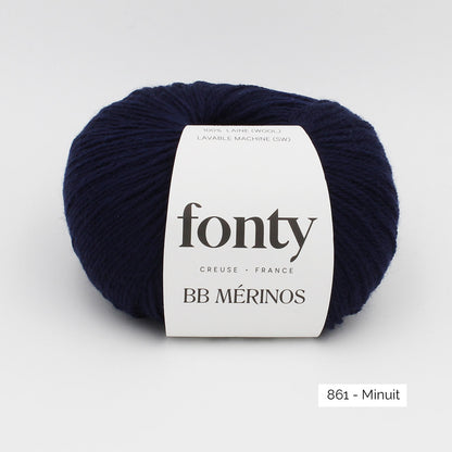 Pelote de BB Mérinos de Fonty, coloris 861 Minuit