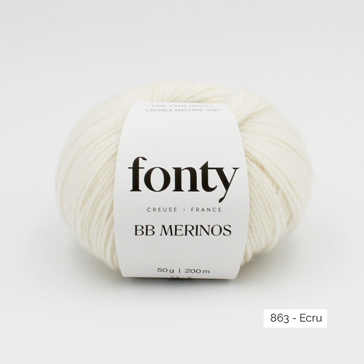 Pelote de BB Mérinos de Fonty, coloris 863 Ecru