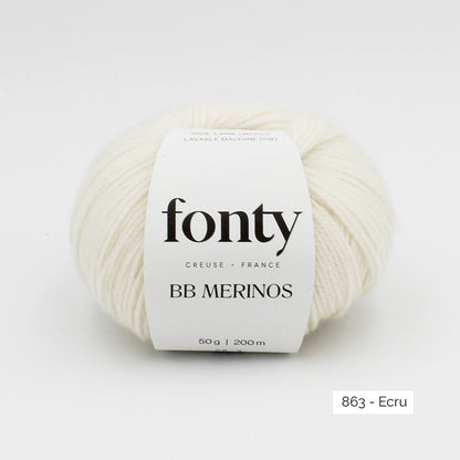 Pelote de BB Mérinos de Fonty, coloris 863 Ecru