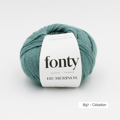 Pelote de BB Mérinos de Fonty, coloris 897 Celadon