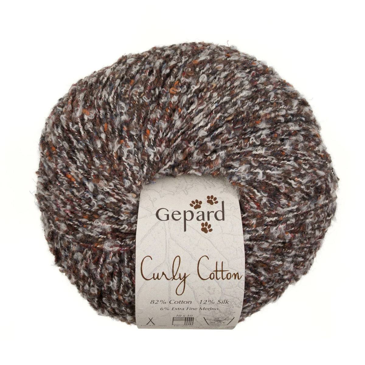 Pelote de Cotton Curly de Gepard Garn coloris 180 Chocolat Marbré