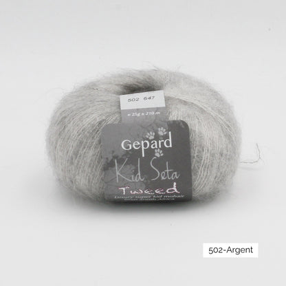 Kid Seta Tweed de Gepard Garn coloris T502 Argent