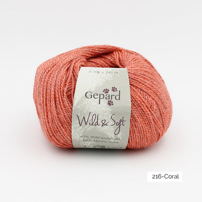Pelote de Wild & Soft de Gepard Garn coloris 216 Coral