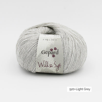 Pelote de Wild & Soft de Gepard Garn coloris 520 Light Grey