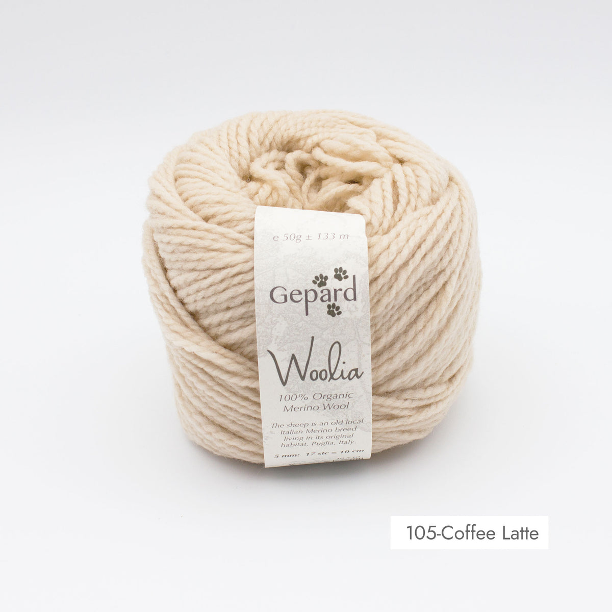 Pelote de Woolia de Gepard Garn coloris 105 Coffee Latte