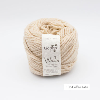 Pelote de Woolia de Gepard Garn coloris 105 Coffee Latte