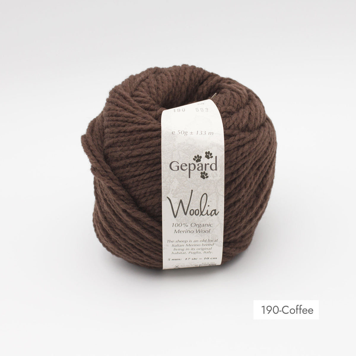 Pelote de Woolia de Gepard Garn coloris 190 Coffee