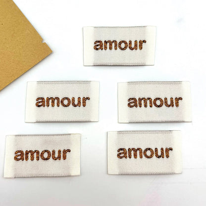 Etiquette à coudre de Home Couture, modèle Amour (crème - lurex)