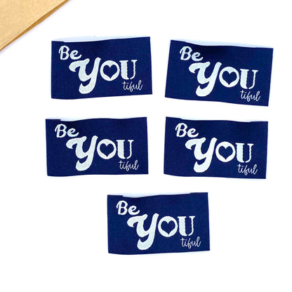 Etiquette à coudre Home Couture modèle Be YOU tiful (navy-blanc)