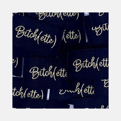 Etiquette à coudre de Home Couture, modèle Bitch(ette) (noir-or)