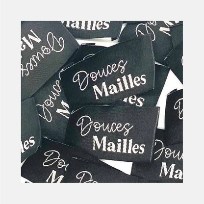 Etiquette à coudre de Home Couture, modèle Douces Mailles (noir - blanc)