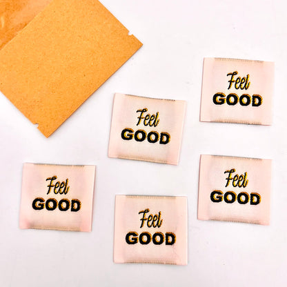 Etiquette à coudre de Home Couture, modèle Feel Good (rose - noir / lurex)