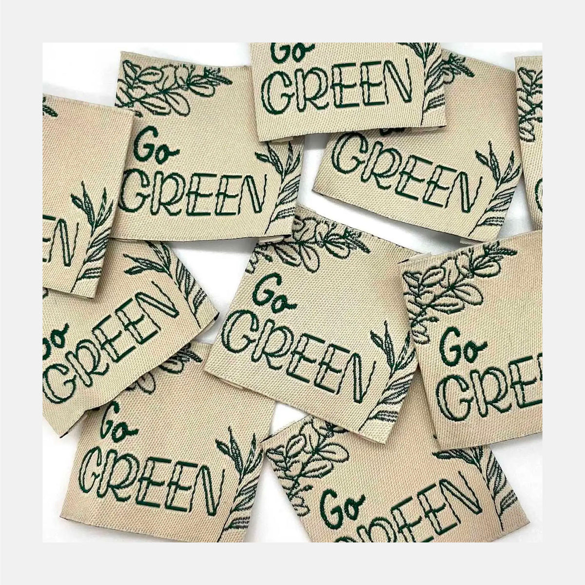 Etiquette à coudre de Home Couture, modèle Go green (écru - vert)