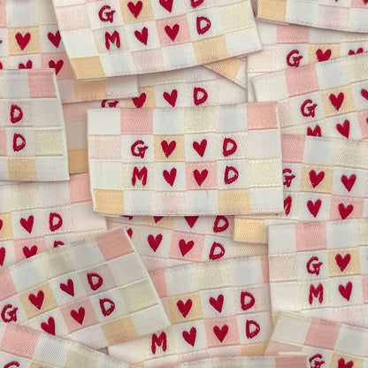 Etiquettes à coudre Home Couture modèle Good Mood (pastel - rouge)