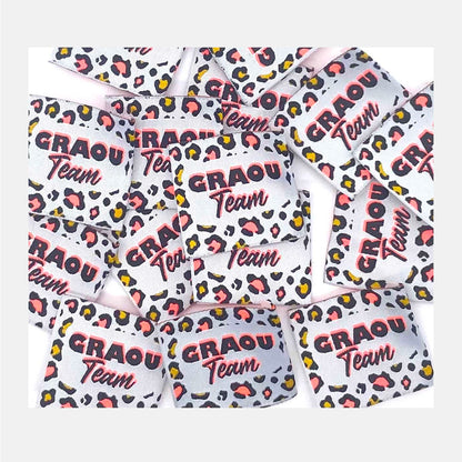 Etiquette à coudre de Home Couture, modèle Graou Team (blanc - noir / fluo)