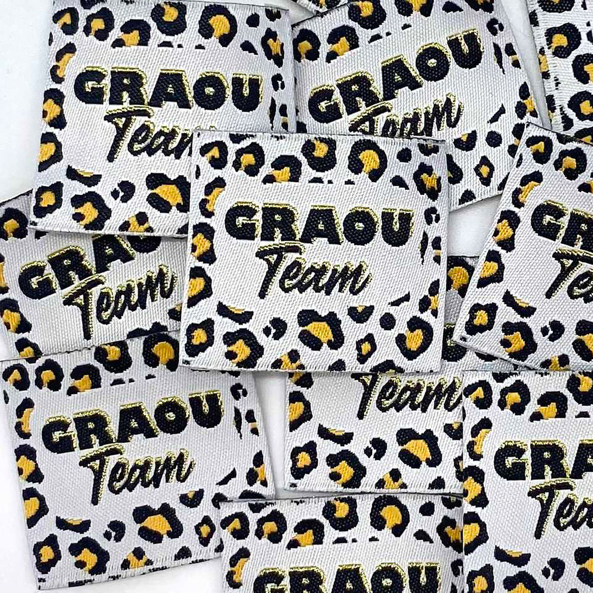 Etiquette à coudre de Home Couture, modèle Graou Team (blanc - léopard)