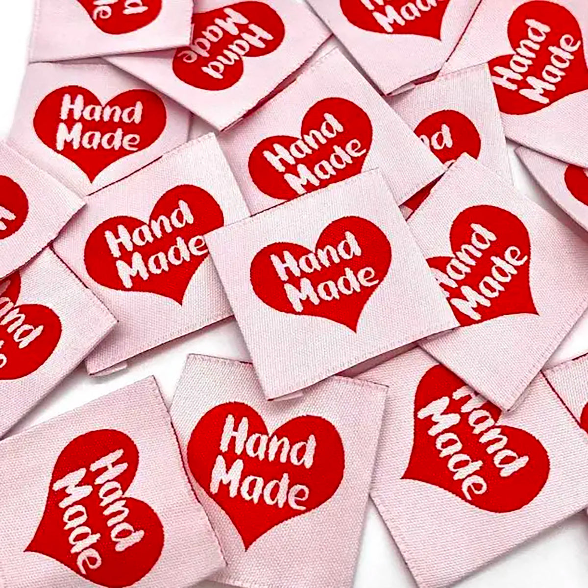 Etiquette à coudre de Home Couture, modèle Handmade (blanc - rouge)