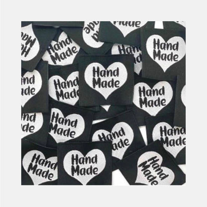 Etiquette à coudre de Home Couture, modèle Handmade (noir - blanc)