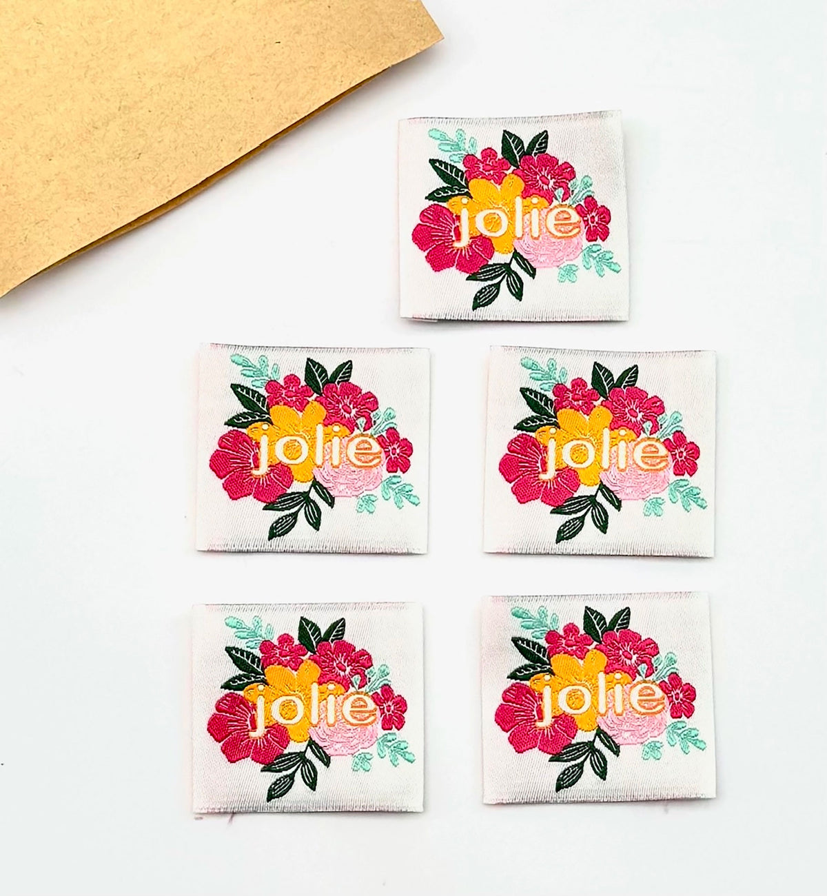 Etiquette à coudre de Home Couture, modèle Jolie (multico fleurs)