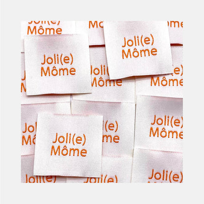 Etiquette à coudre de Home Couture, modèle Joli(e) Môme (blanc - camel)