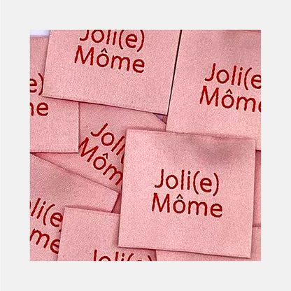 Etiquette à coudre de Home Couture, modèle Joli(e) Môme (rose - rouge)
