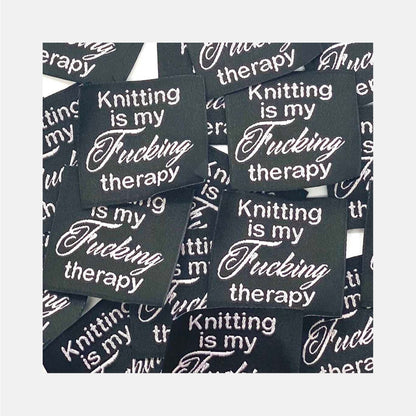 Etiquette à coudre de Home Couture, modèle Knitting Therapy (noir - blanc)