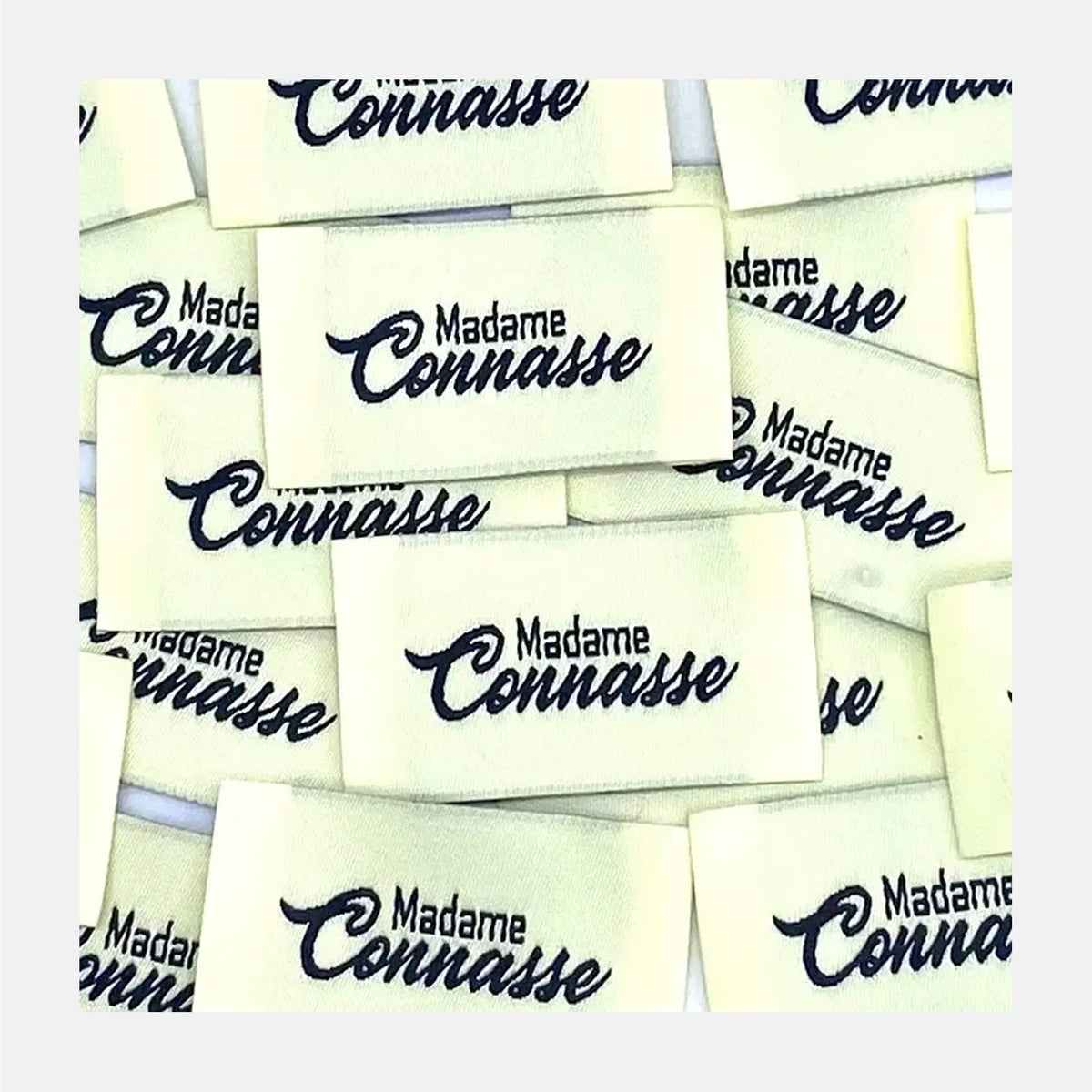 Etiquette à coudre de Home Couture, modèle Madame Connasse (écru - noir)