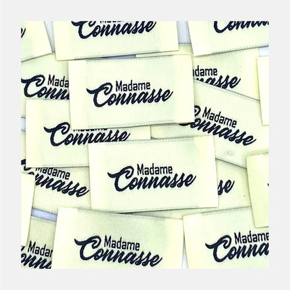 Etiquette à coudre de Home Couture, modèle Madame Connasse (écru - noir)