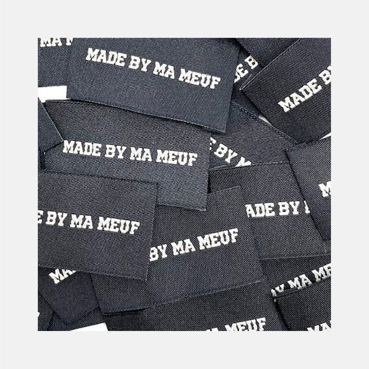Etiquette à coudre de Home Couture, modèle Made by ma meuf (noir - blanc)