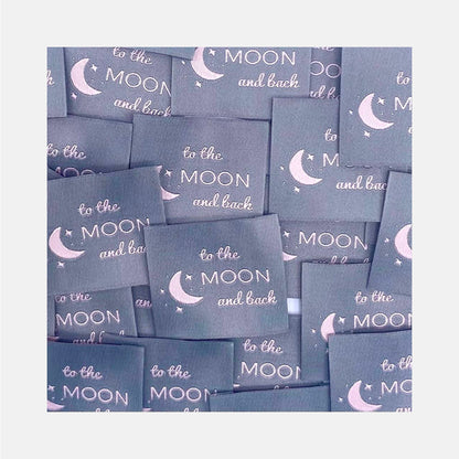 Etiquette à coudre de Home Couture, modèle To the moon and back (gris - rose)