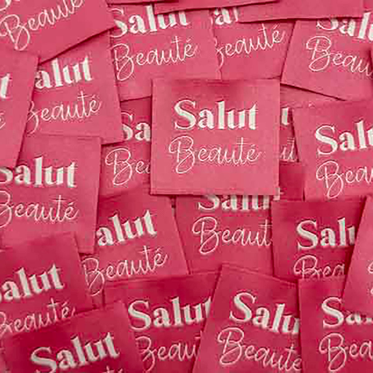 Etiquette à coudre de Home Couture, modèle Salut Beauté (rose - blanc)