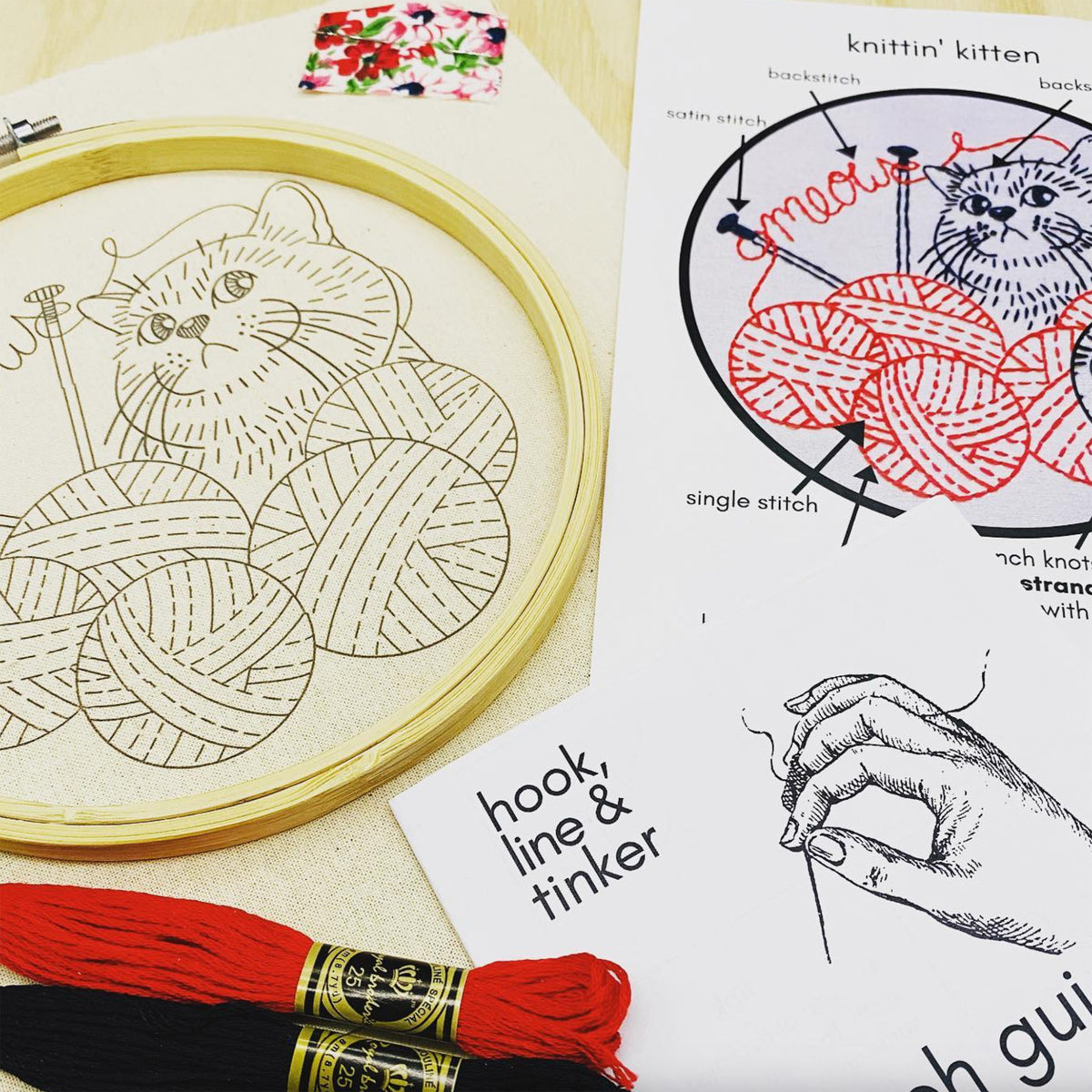 Contenu d'un kit de broderie Hook Line & Tinker